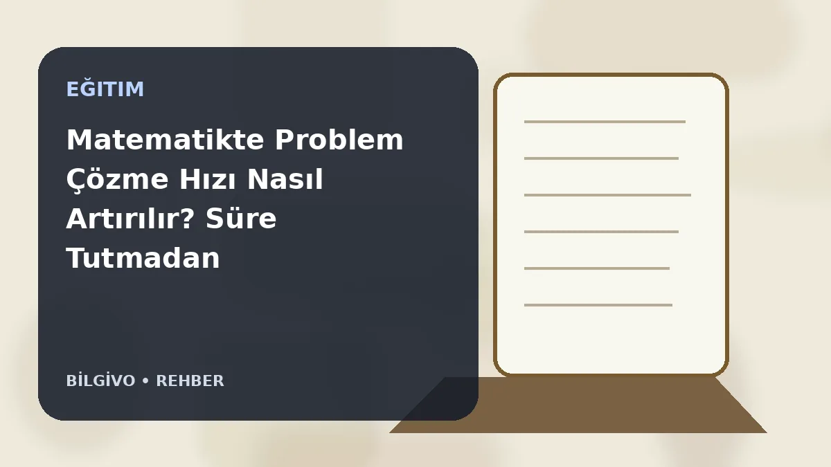 Matematikte Problem Çözme Hızı Nasıl Artırılır? Süre Tutmadan Önce Yapılması Gerekenler
