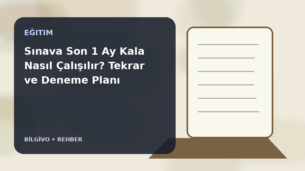 Sınava Son 1 Ay Kala Nasıl Çalışılır? Tekrar ve Deneme Planı