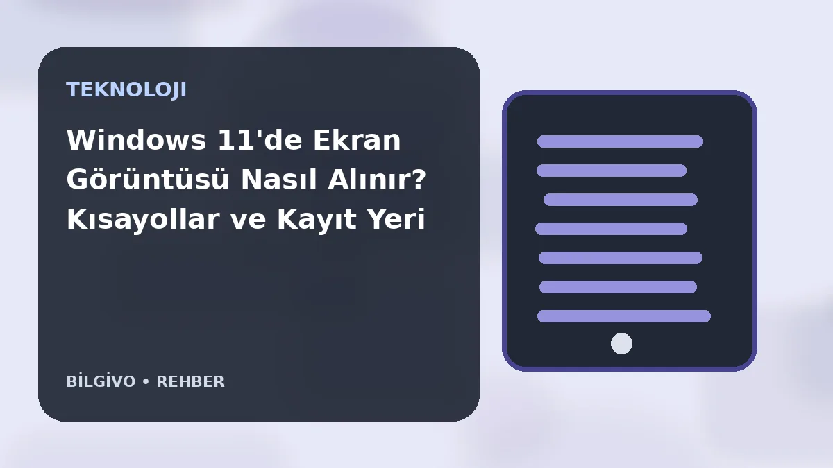 Windows 11'de Ekran Görüntüsü Nasıl Alınır? Kısayollar ve Kayıt Yeri